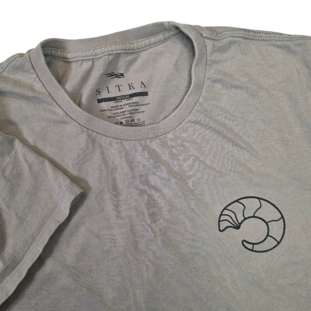 Sitka Mens Medium T-Shirt Olive Green Pima Cotton Ram Graphic Tee